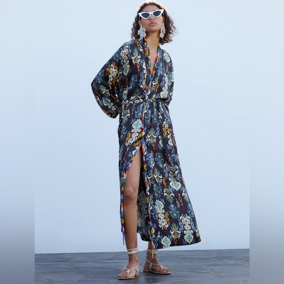 Zara Jackets & Blazers - NWT Zara Belted Printed Kimono